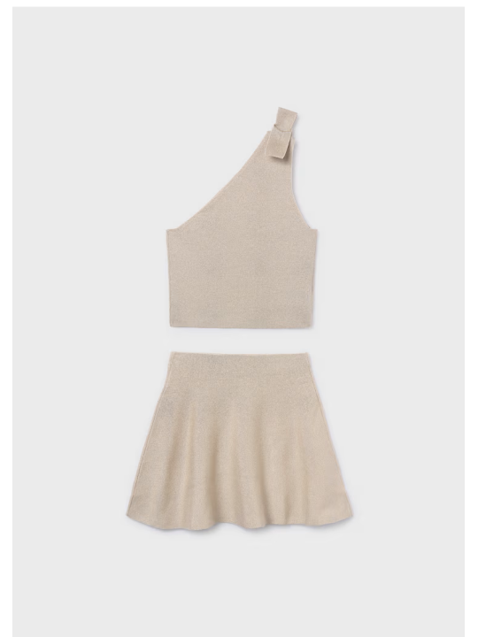 MAYORAL KOMPLET DLA DZIEWCZYNKI BLUZKA NA JEDNO RAMIĘ I SPÓDNICZKA 6918/14