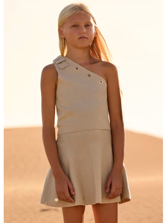 MAYORAL KOMPLET DLA DZIEWCZYNKI BLUZKA NA JEDNO RAMIĘ I SPÓDNICZKA 6918/14