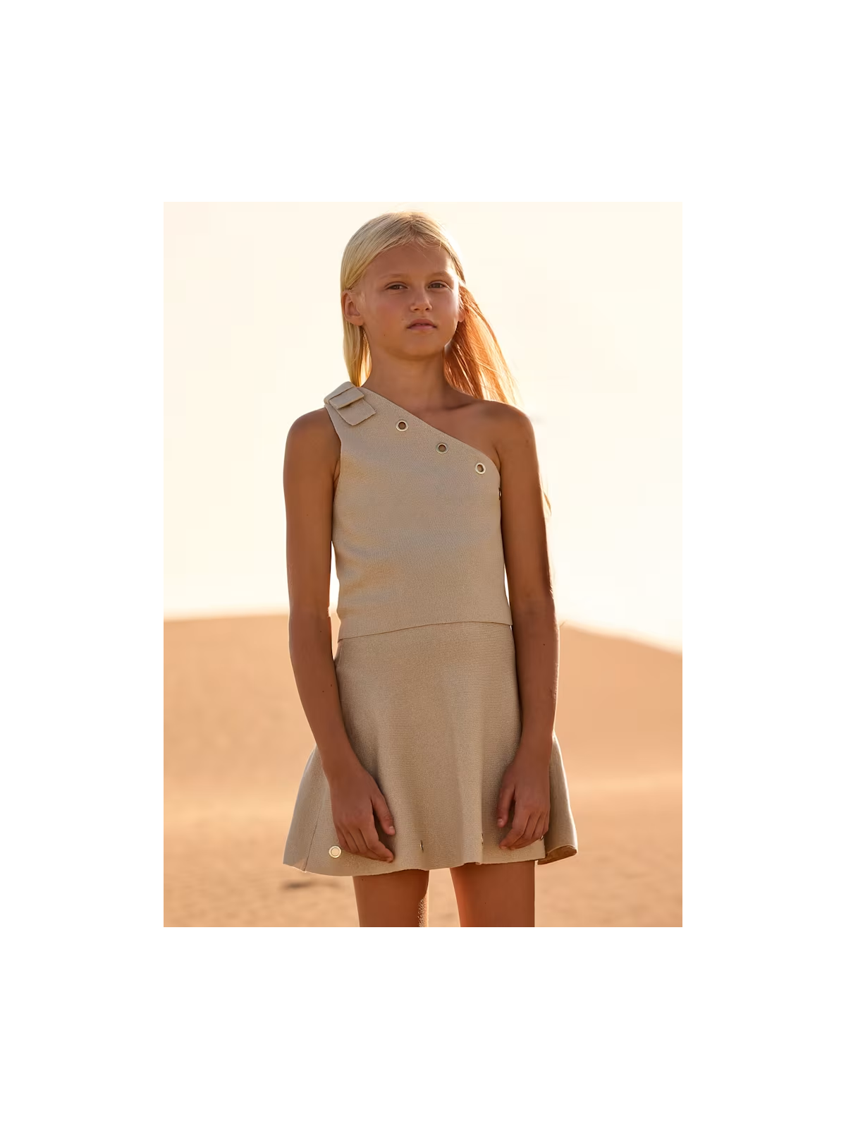 MAYORAL KOMPLET DLA DZIEWCZYNKI BLUZKA NA JEDNO RAMIĘ I SPÓDNICZKA 6918/14