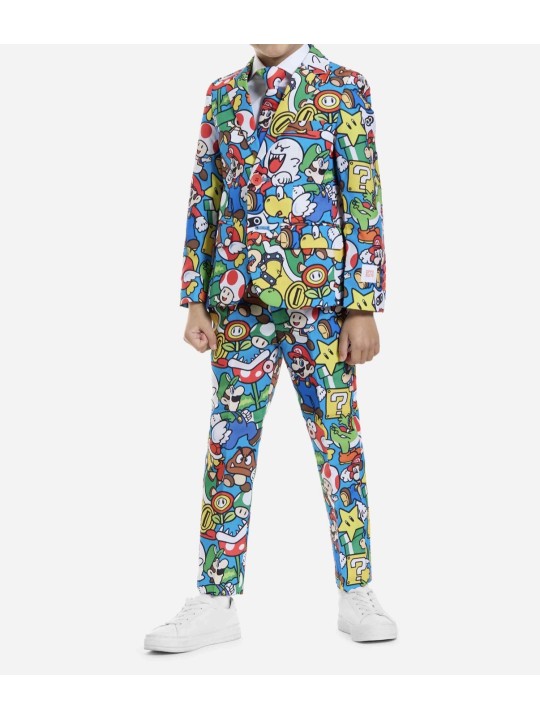OPPOSUITS KOLOROWY GARNITUR DLA CHŁOPCA SUPER MARIO 3-CZĘŚCIOWY MARYNARKA , SPODNIE I KRAWAT OSBO-0017