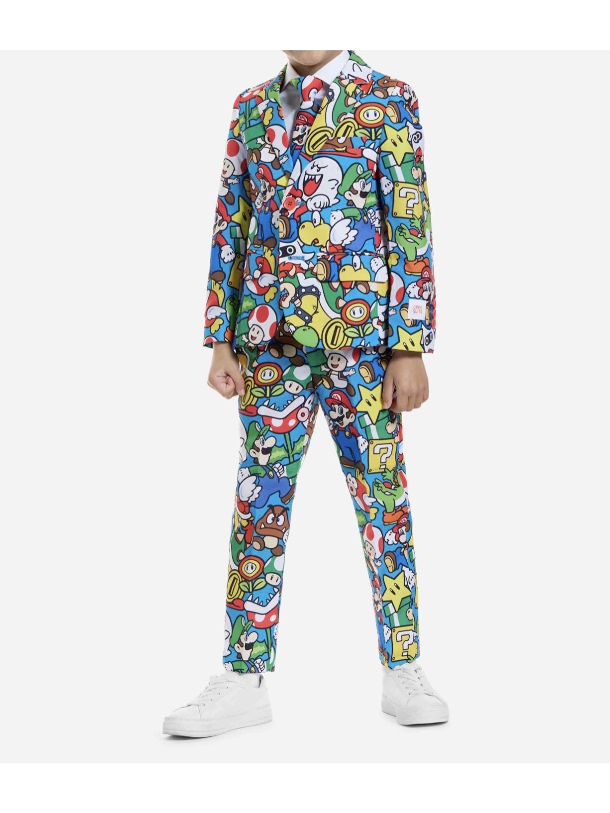 OPPOSUITS KOLOROWY GARNITUR DLA CHŁOPCA SUPER MARIO 3-CZĘŚCIOWY MARYNARKA , SPODNIE I KRAWAT OSBO-0017