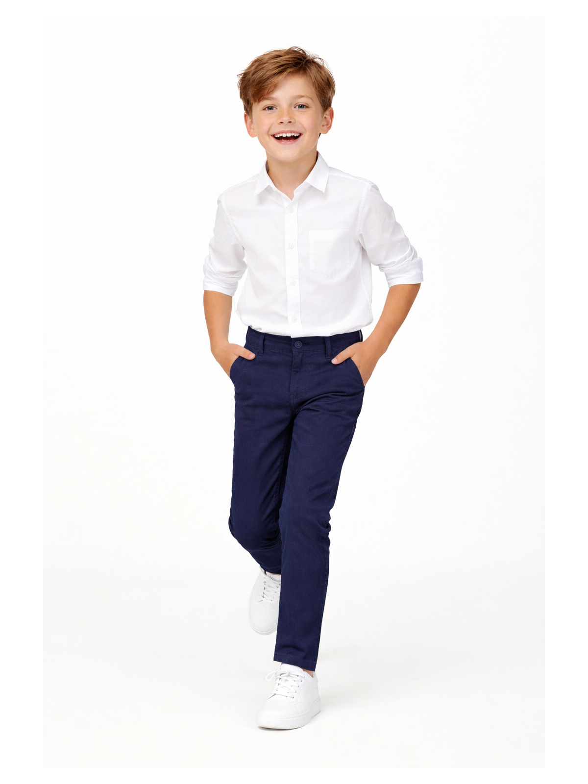 KARA CETIN  SPODNIE CHINO MATERIAŁOWE DLA CHŁOPCA GRANAT KARACETIN