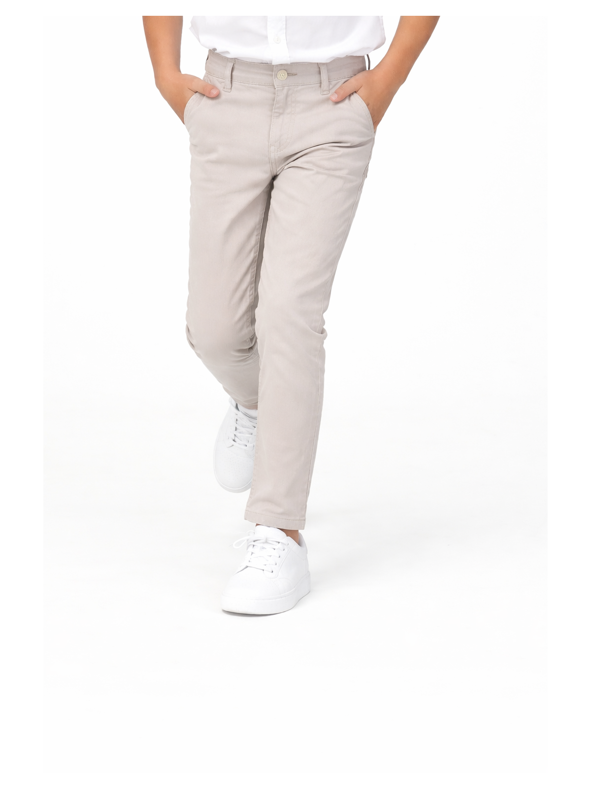 KARA CETIN  SPODNIE CHINO MATERIAŁOWE DLA CHŁOPCA JASNY SZARY  KARACETIN