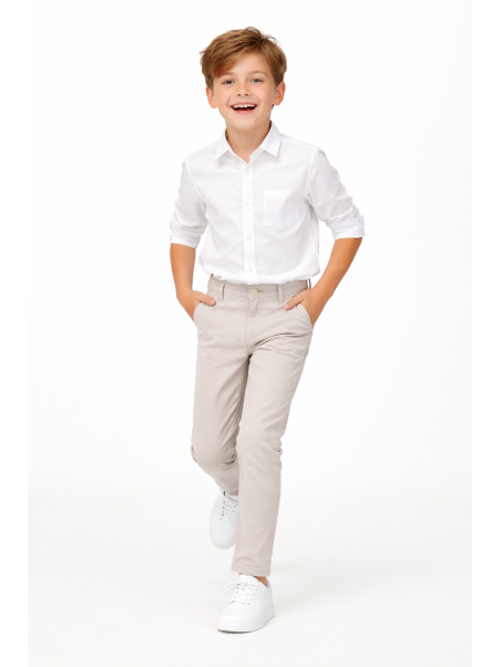 KARA CETIN  SPODNIE CHINO MATERIAŁOWE DLA CHŁOPCA JASNY SZARY  KARACETIN