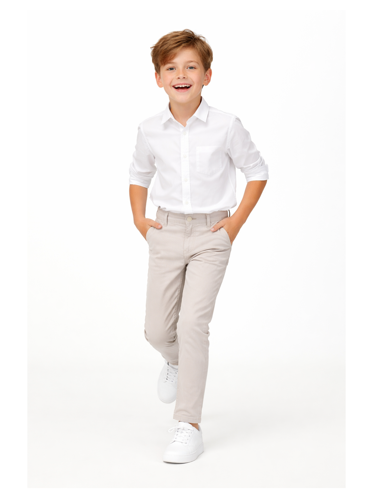 KARA CETIN  SPODNIE CHINO MATERIAŁOWE DLA CHŁOPCA JASNY SZARY  KARACETIN