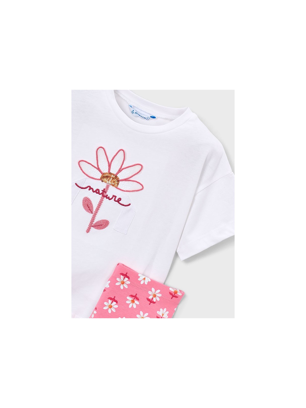 MAYORAL KOMPLET DLA DZIEWCZYNKI KOSZULKA NA KRÓTKI RĘKAW LEGINSY 3727/40