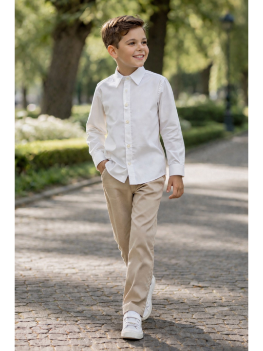 INCITY  KOSZULA BIAŁA GŁADKA KLASYCZNA DLA CHLOPCA 3388