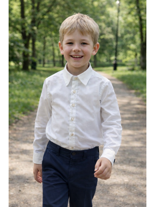 INCITY  KOSZULA BIAŁA GŁADKA KLASYCZNA DLA CHLOPCA 3388