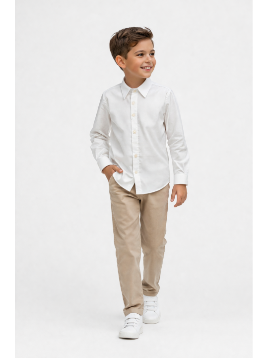 INCITY  KOSZULA BIAŁA GŁADKA KLASYCZNA DLA CHLOPCA 3388