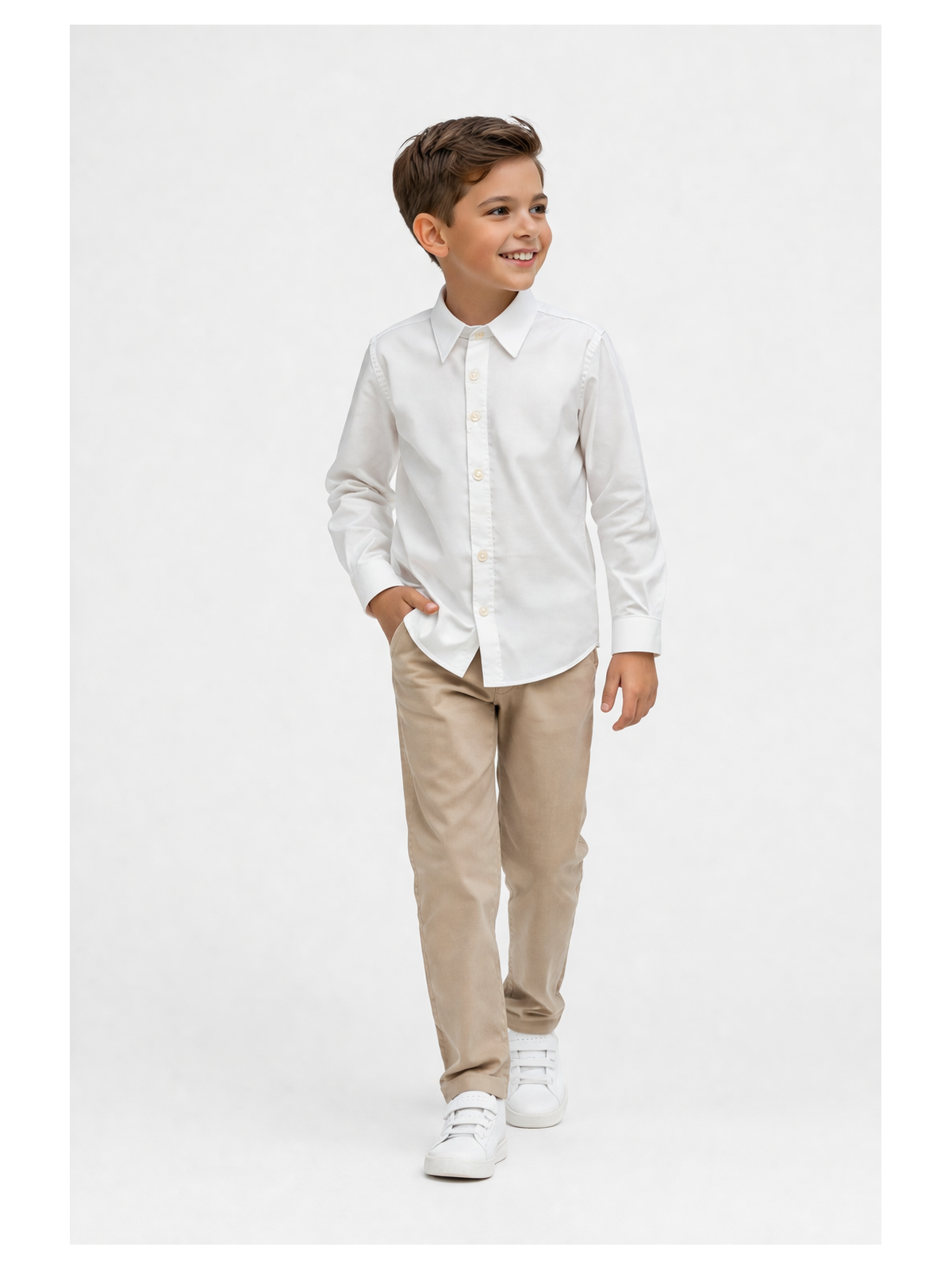 INCITY  KOSZULA BIAŁA GŁADKA KLASYCZNA DLA CHLOPCA 3388