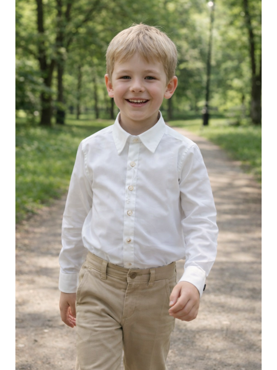 INCITY  KOSZULA BIAŁA GŁADKA KLASYCZNA DLA CHLOPCA 3388