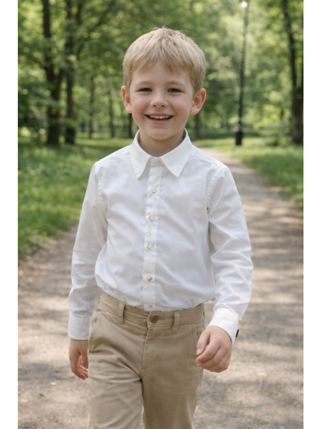 INCITY  KOSZULA BIAŁA GŁADKA KLASYCZNA DLA CHLOPCA 3388