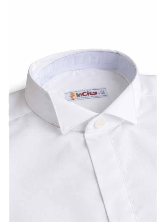 INCITY KOSZULA ELEGANCKA DLA CHŁOPCA Z WYCIĘTYM  KOŁNIERZYKIEM NA MUCHĘ 4113