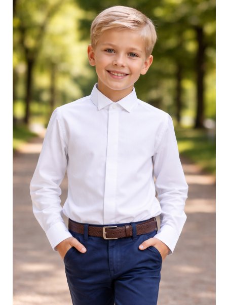INCITY KOSZULA ELEGANCKA DLA CHŁOPCA Z WYCIĘTYM  KOŁNIERZYKIEM NA MUCHĘ 4113