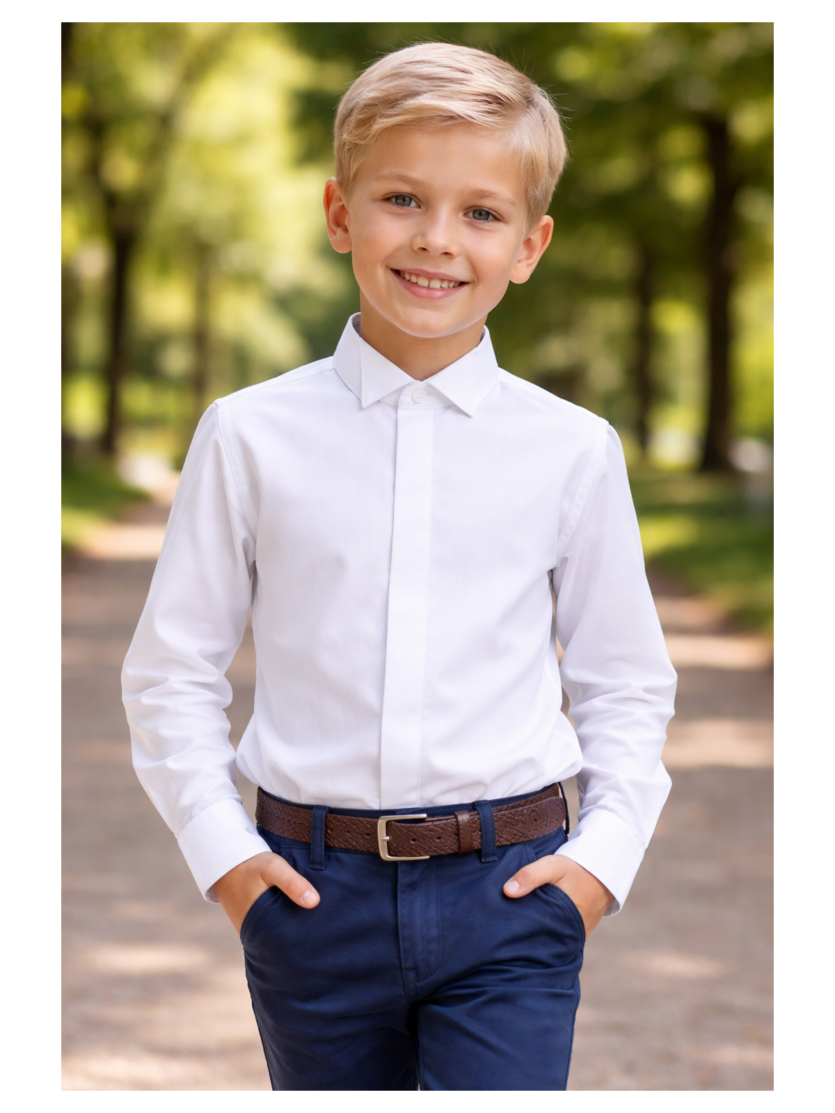 INCITY KOSZULA ELEGANCKA DLA CHŁOPCA Z WYCIĘTYM  KOŁNIERZYKIEM NA MUCHĘ 4113