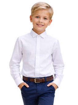 INCITY KOSZULA ELEGANCKA DLA CHŁOPCA Z WYCIĘTYM  KOŁNIERZYKIEM NA MUCHĘ 4113