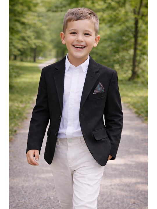 GIOVANNI PERA GŁADKA MARYNARKA DLA CHŁOPCA CZARNA 606