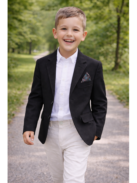 GIOVANNI PERA GŁADKA MARYNARKA DLA CHŁOPCA CZARNA 606