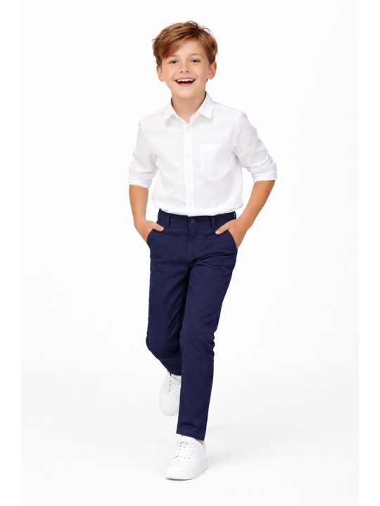 KARA CETIN  SPODNIE CHINO MATERIAŁOWE DLA CHŁOPCA GRANAT   KARACETIN