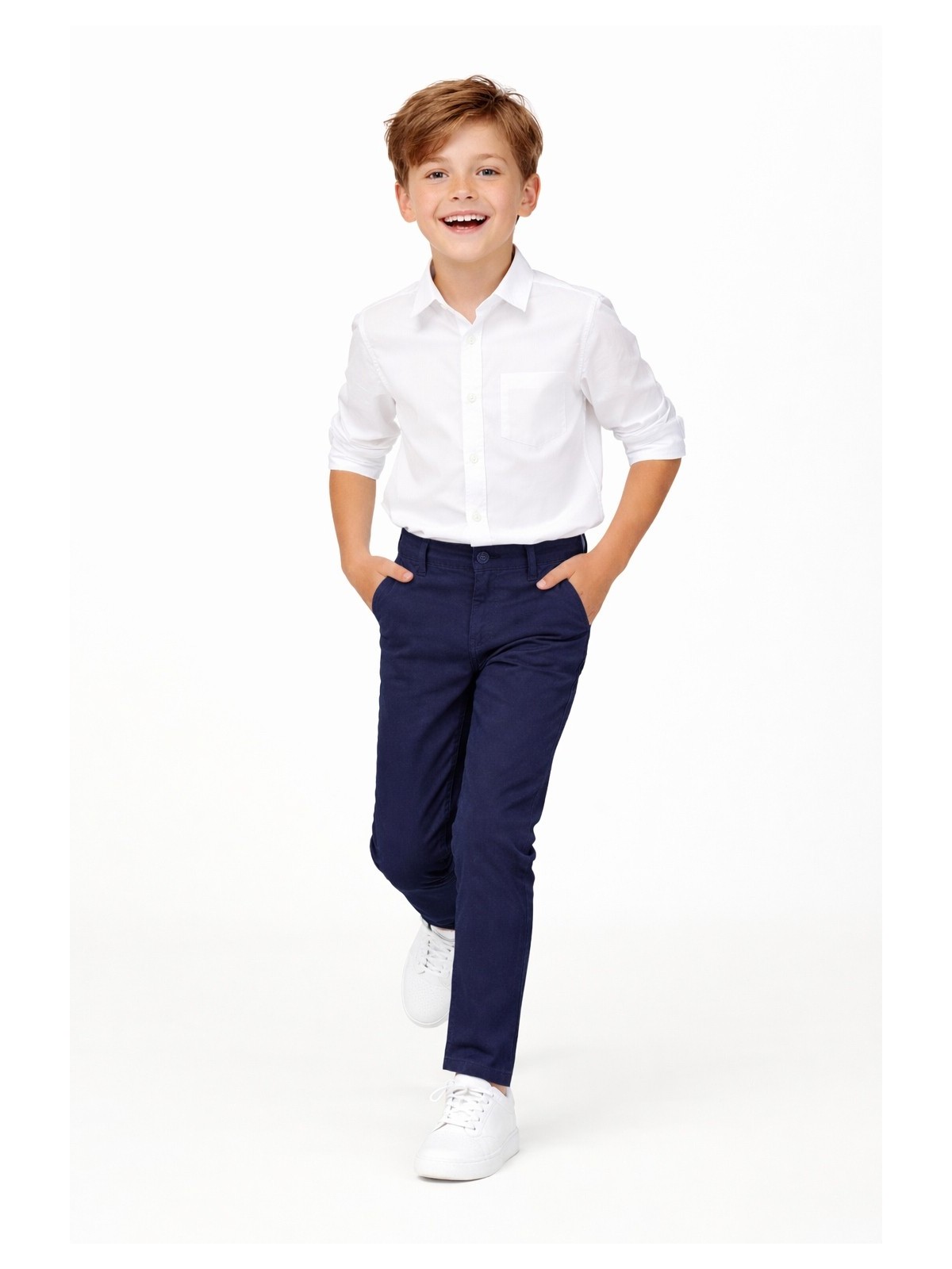 KARA CETIN  SPODNIE CHINO MATERIAŁOWE DLA CHŁOPCA GRANAT   KARACETIN