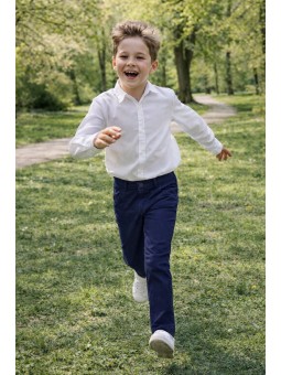 KARA CETIN  SPODNIE CHINO MATERIAŁOWE DLA CHŁOPCA GRANAT   KARACETIN