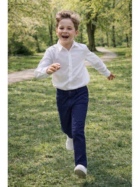 KARA CETIN  SPODNIE CHINO MATERIAŁOWE DLA CHŁOPCA GRANAT   KARACETIN