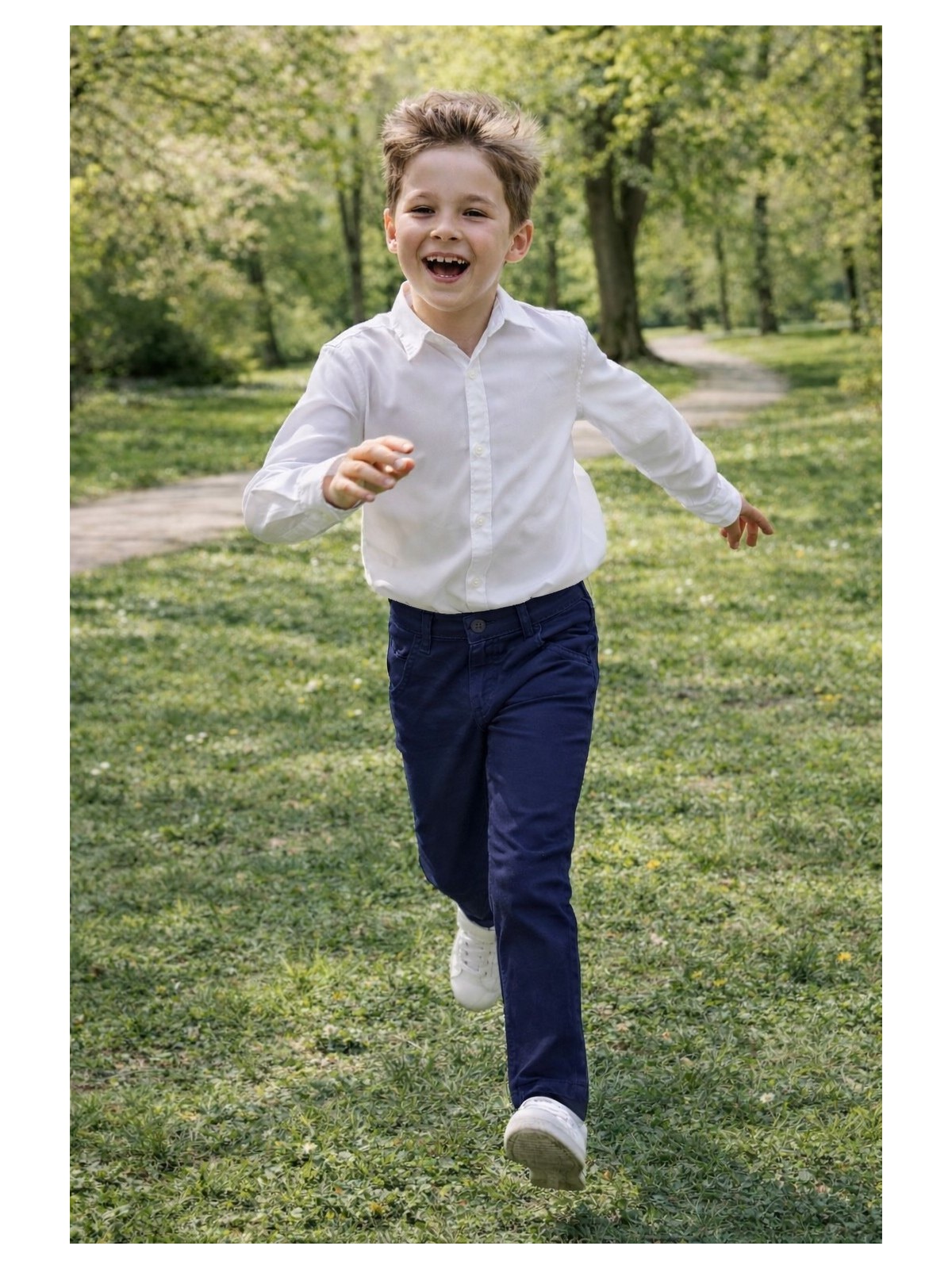 KARA CETIN  SPODNIE CHINO MATERIAŁOWE DLA CHŁOPCA GRANAT   KARACETIN