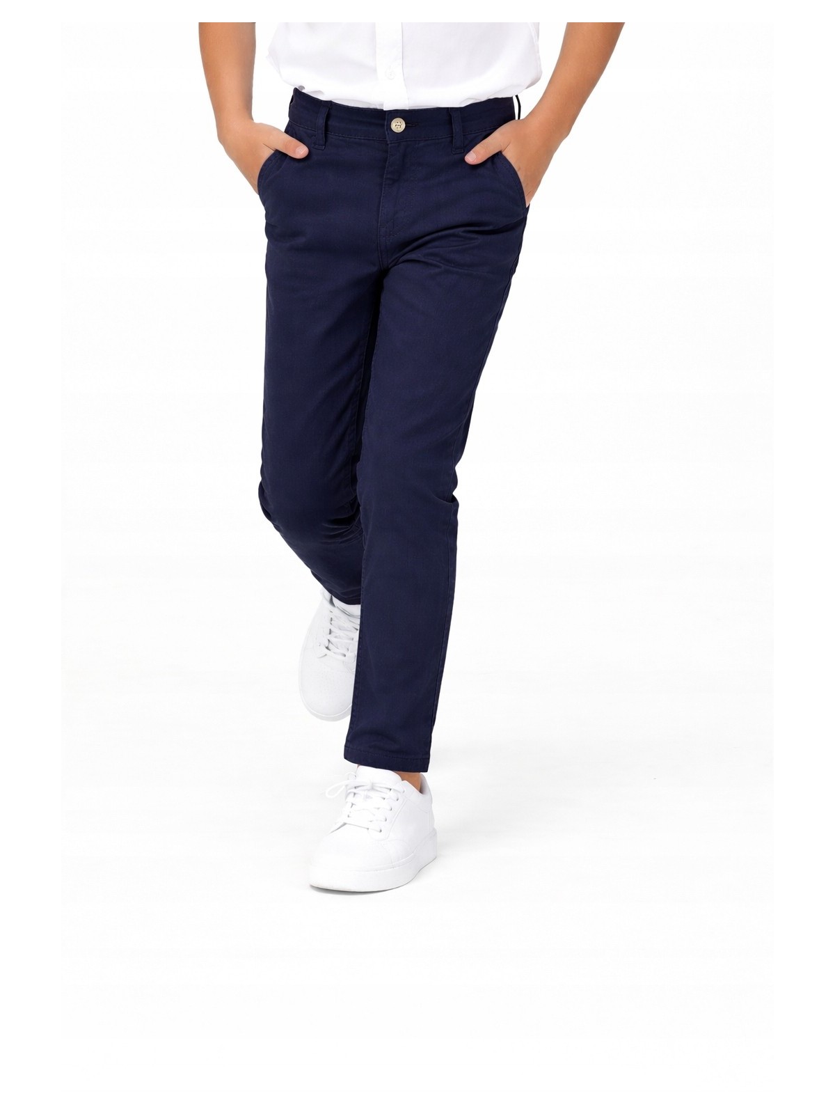 KARA CETIN  SPODNIE CHINO MATERIAŁOWE DLA CHŁOPCA GRANAT   KARACETIN