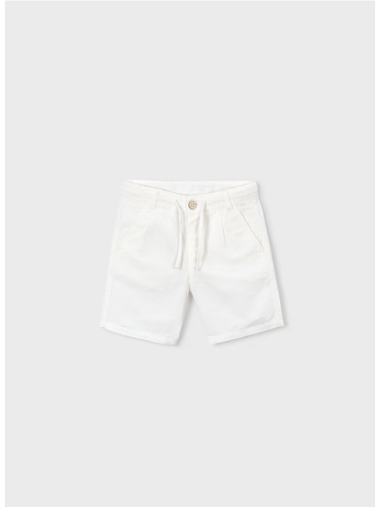 MAYORAL KRÓTKIE SPODENKI DLA CHŁOPCA Z DOMIESZKĄ LNU  BIAŁE 3201/55