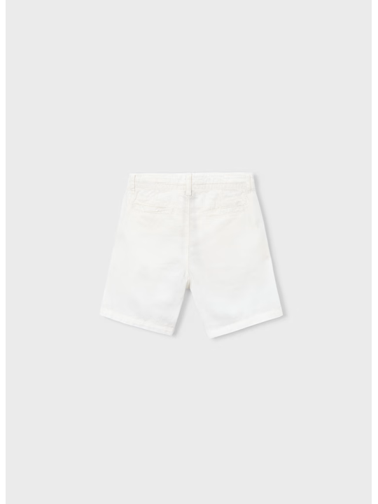 MAYORAL KRÓTKIE SPODENKI DLA CHŁOPCA Z DOMIESZKĄ LNU  BIAŁE 3202/55