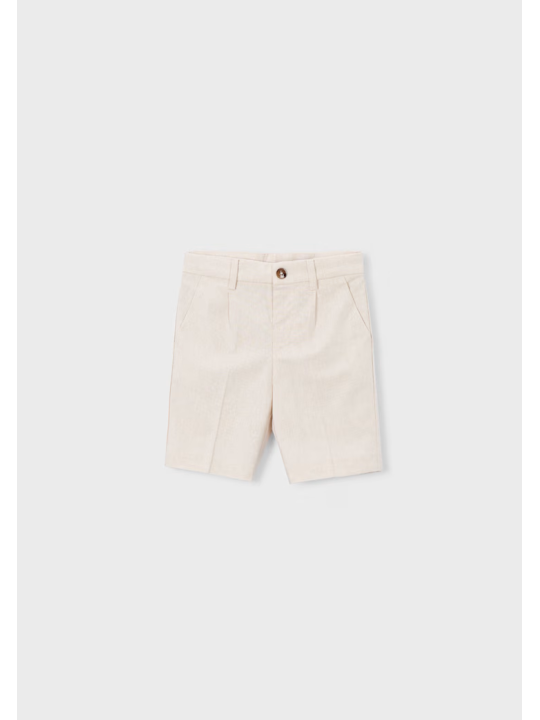 MAYORAL KRÓTKIE SPODENKI DLA CHŁOPCA Z DOMIESZKĄ LNU  BEŻ 3201/47