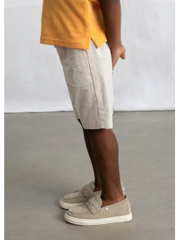 MAYORAL KRÓTKIE SPODENKI DLA CHŁOPCA Z DOMIESZKĄ LNU  BEŻ 3201/47