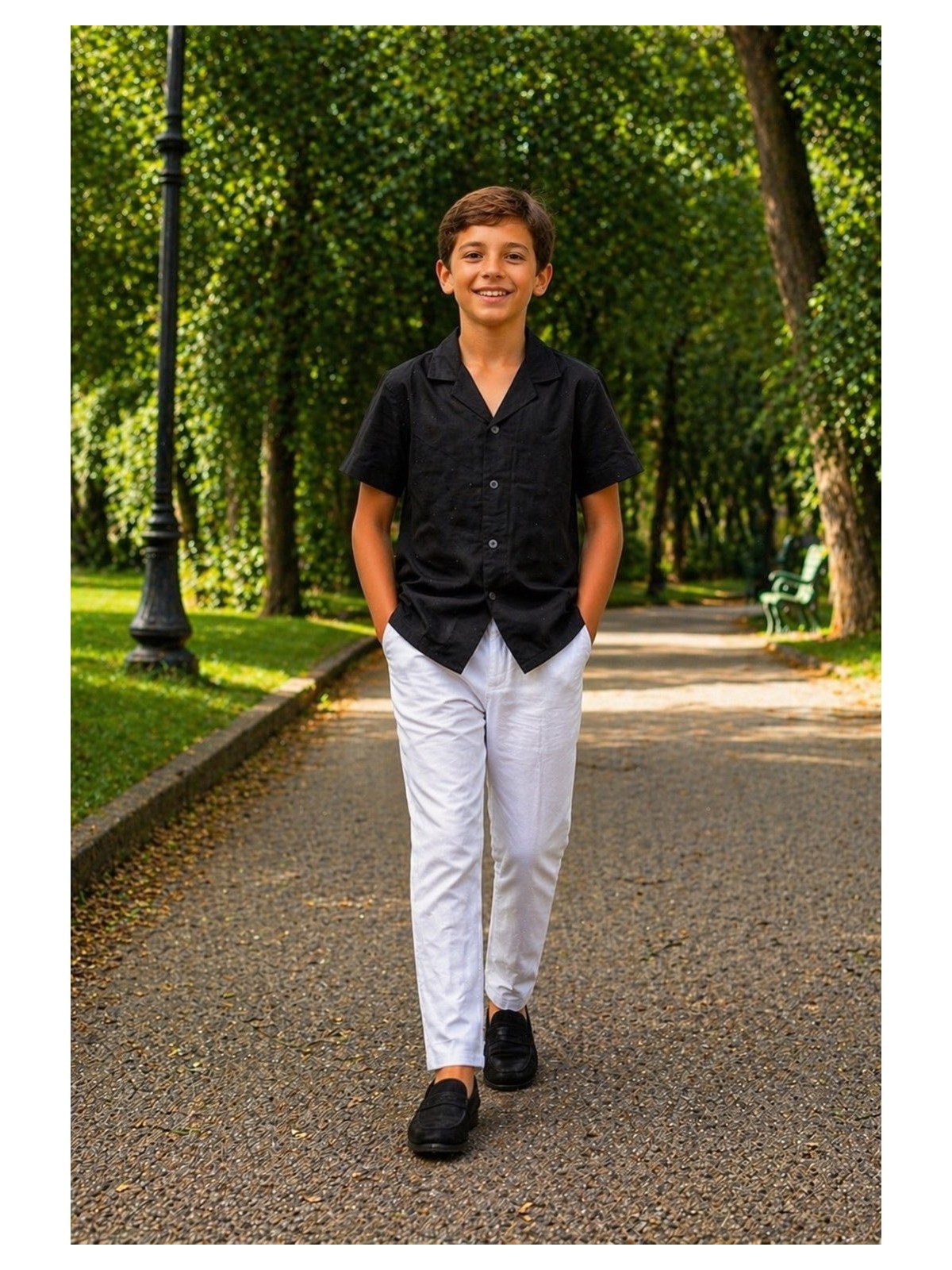 GIOVANNI PERA KOSZULA NA KRÓTKI RĘKAW DLA CHŁOPCA  CZARNA GP/33