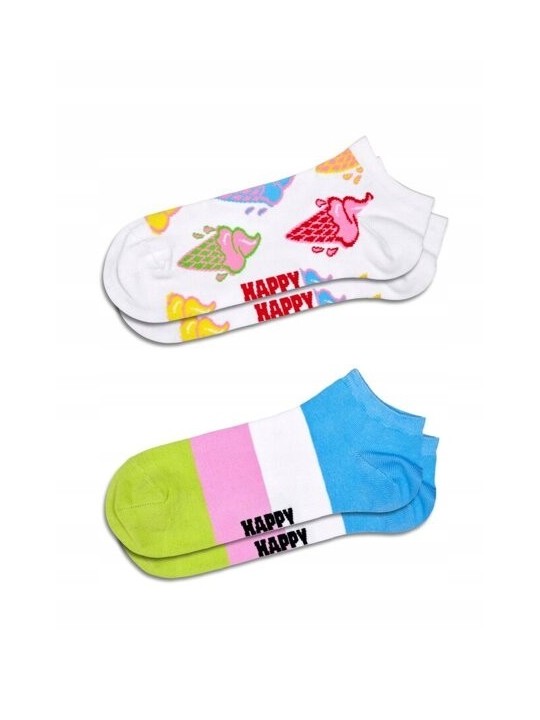 HAPPY SOCKS SKARPETKI KRÓTKIE DWUPAK LODY PASKI  P000969