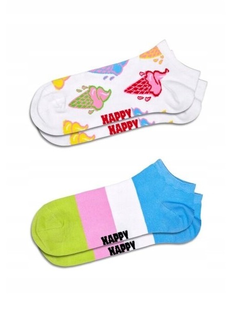 HAPPY SOCKS SKARPETKI KRÓTKIE DWUPAK LODY PASKI  P000969