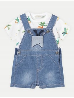 MAYORAL OGRODNICZKI JEANS  PLUS BLUZECZKA W NADRUKI 1624/61