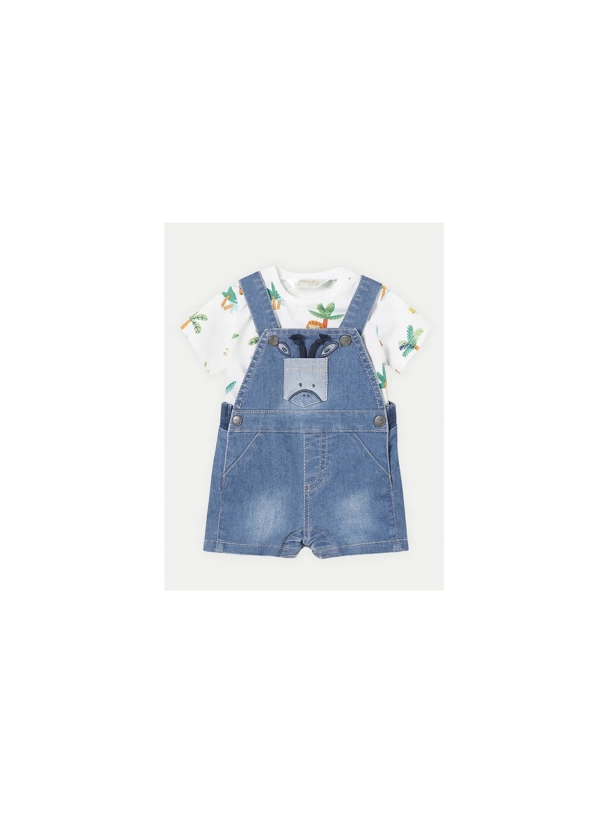 MAYORAL OGRODNICZKI JEANS  PLUS BLUZECZKA W NADRUKI 1624/61