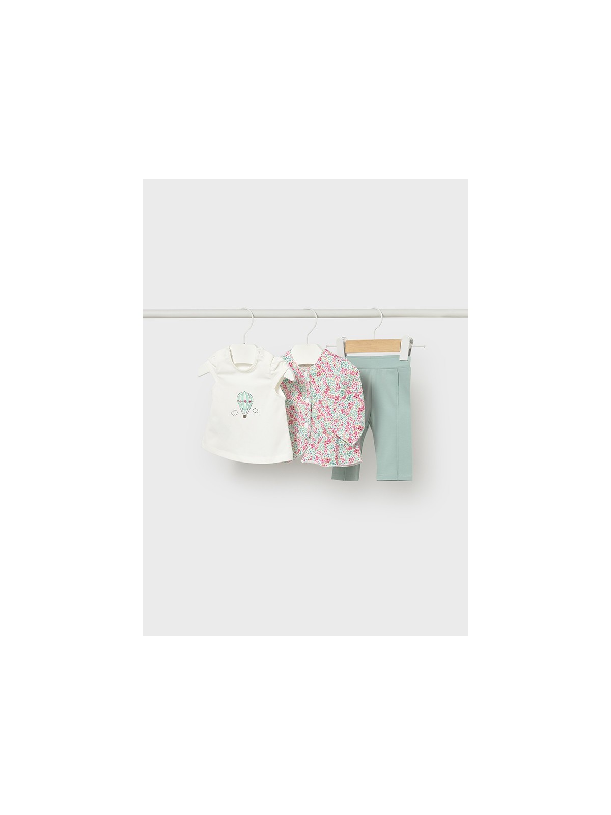MAYORAL NEWBORN KOMPLET DLA DZIEWCZYNKI BLUZA ROZPINANA BIAŁA KOSZULKA LEGINSY  1732/16