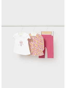 MAYORAL NEWBORN KOMPLET DLA DZIEWCZYNKI BLUZA ROZPINANA BIAŁA KOSZULKA LEGINSY  1732/15