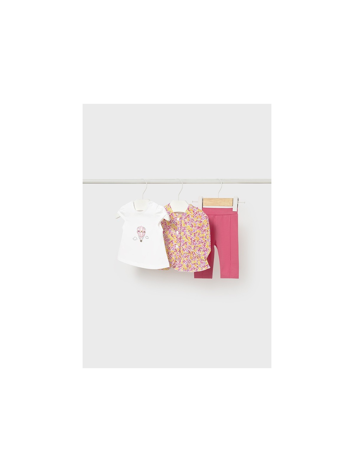 MAYORAL NEWBORN KOMPLET DLA DZIEWCZYNKI BLUZA ROZPINANA BIAŁA KOSZULKA LEGINSY  1732/15