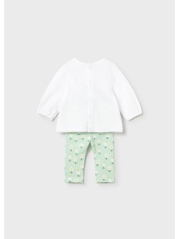 MAYORAL NEWBORN KOMPLET BLUZKA NA DŁUGI RĘKAW PLUS LEGINSY W KWIATKI  1741/59