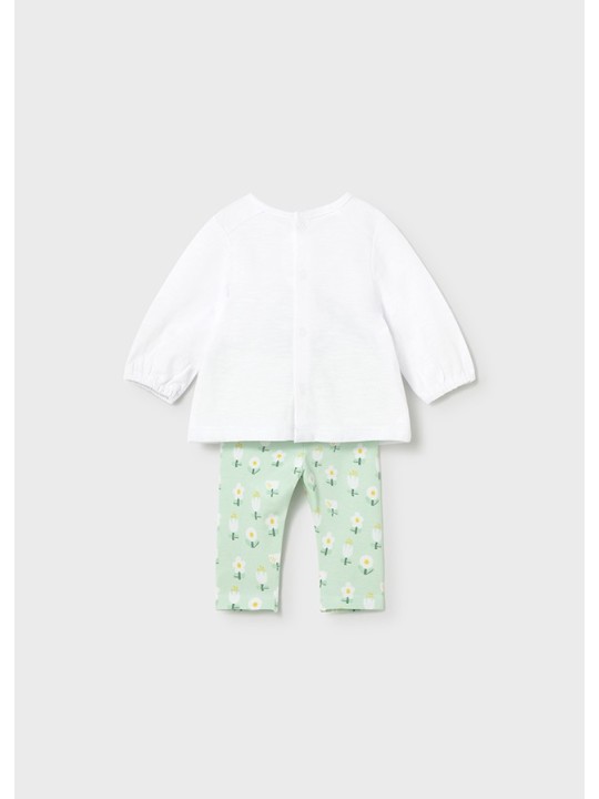 MAYORAL NEWBORN KOMPLET BLUZKA NA DŁUGI RĘKAW PLUS LEGINSY W KWIATKI  1741/59