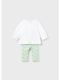 MAYORAL NEWBORN KOMPLET BLUZKA NA DŁUGI RĘKAW PLUS LEGINSY W KWIATKI  1741/59