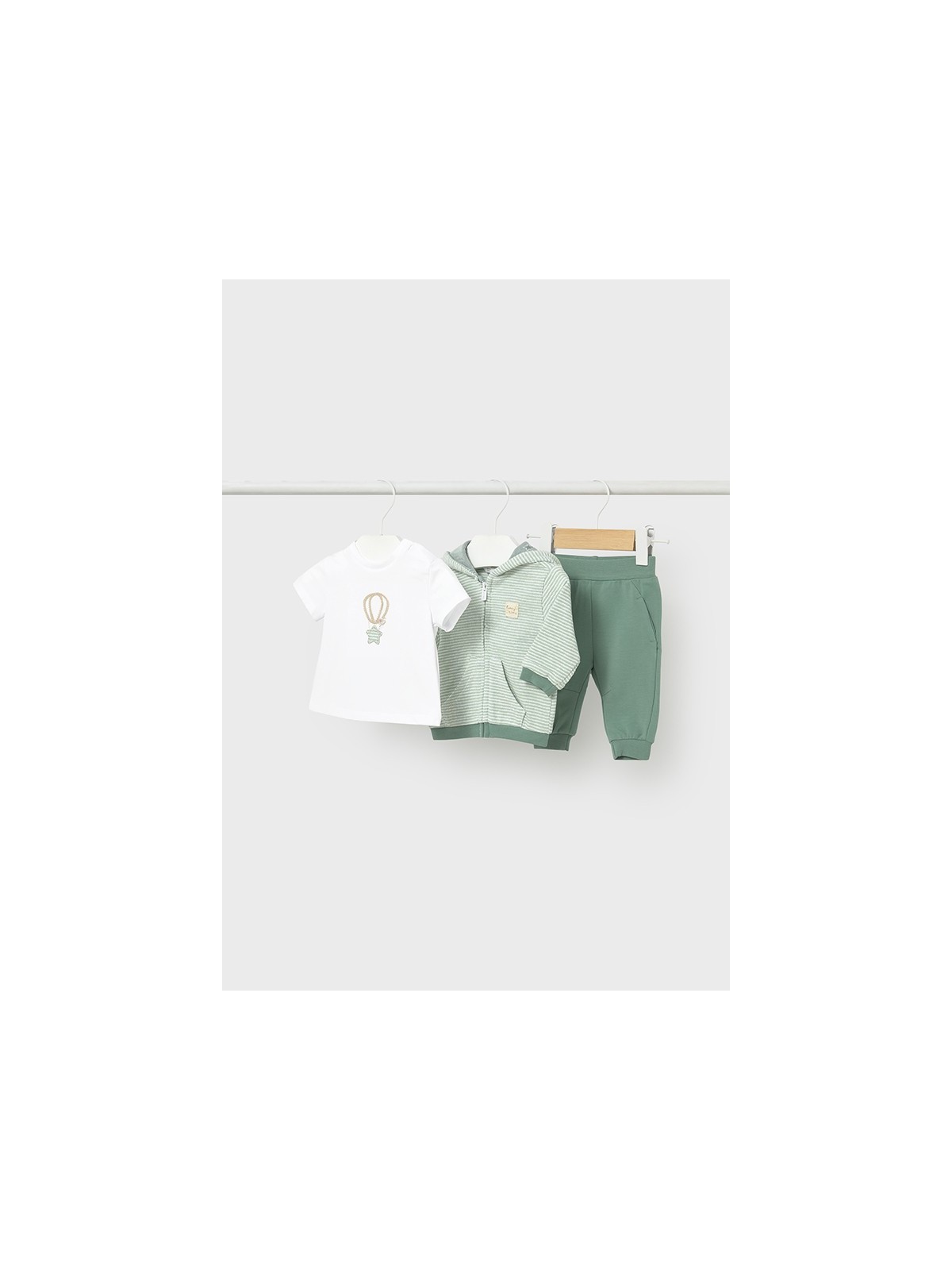 MAYORAL NEWBORN KOMPLET BLUZA ROZPINANA KOSZULKA Z KRÓTKIM RĘKAWEM I SPODNIE DRESOWE 1892/92