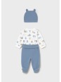 MAYORAL NEWBORN KOMPLET BODY W MISIE SPODNIE DRESOWE PLUS CZAPKA 1504/77