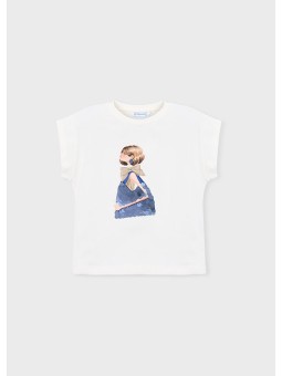 MAYORAL BLUZKA T-SHIRT KOSZULKA NA KRÓTKI RĘKAW DLA DZIEWCZYNKI NADRUK CEKINY 3005/76