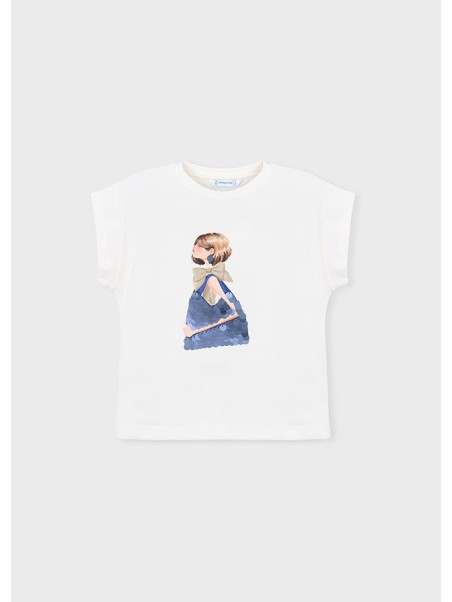 MAYORAL BLUZKA T-SHIRT KOSZULKA NA KRÓTKI RĘKAW DLA DZIEWCZYNKI NADRUK CEKINY 3005/76