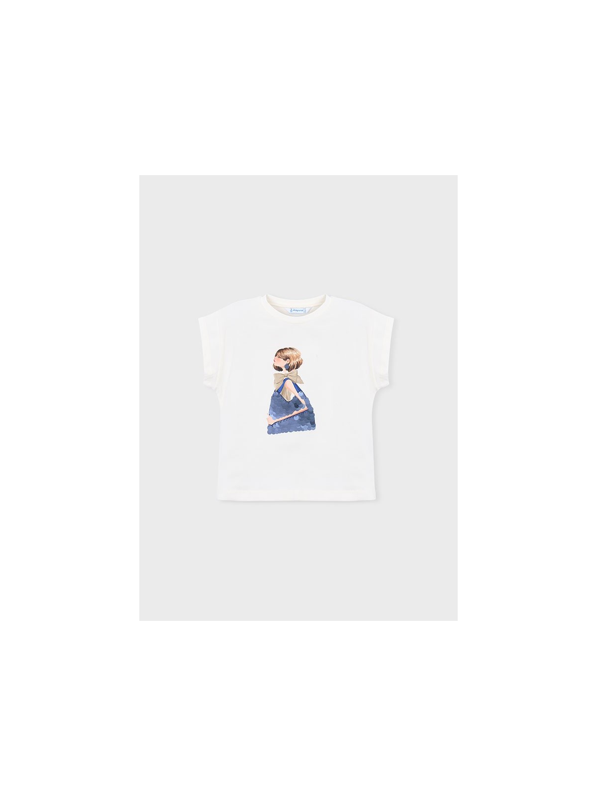 MAYORAL BLUZKA T-SHIRT KOSZULKA NA KRÓTKI RĘKAW DLA DZIEWCZYNKI NADRUK CEKINY 3005/76