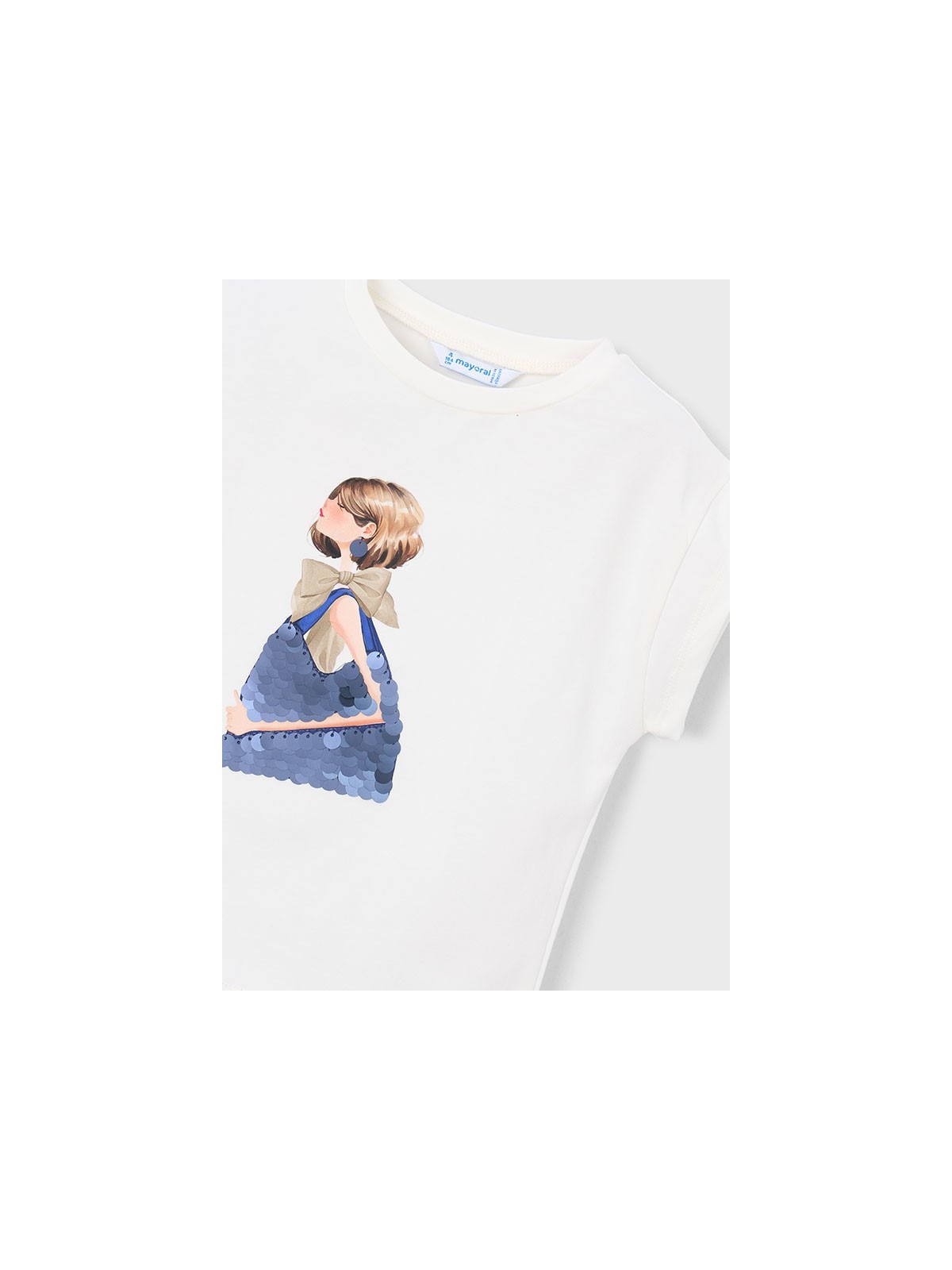 MAYORAL BLUZKA T-SHIRT KOSZULKA NA KRÓTKI RĘKAW DLA DZIEWCZYNKI NADRUK CEKINY 3005/76