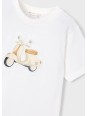MAYORAL T-SHIRT BLUZKA KOSZULKA NA KRÓTKI RĘKAW DLA CHŁOPCA BIAŁA  WYTŁOCZONY MOTOR 3059/26